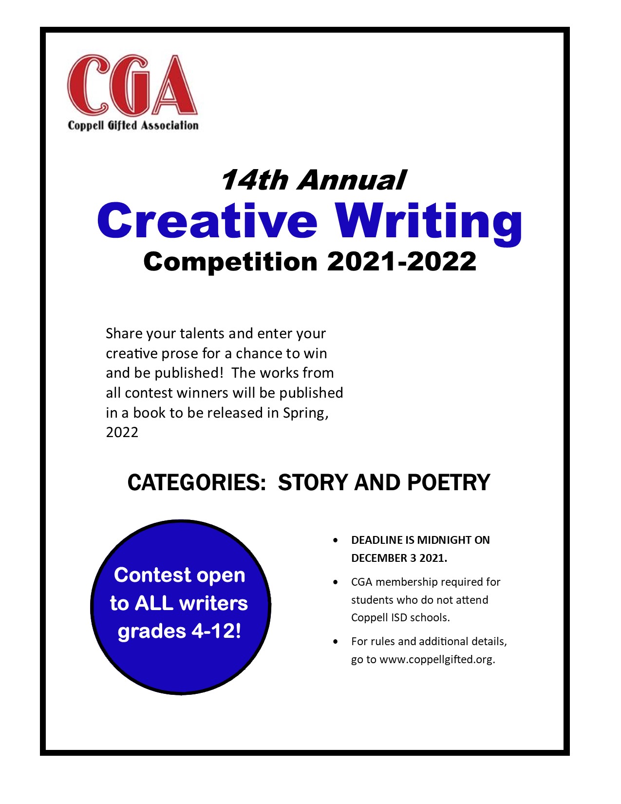 creative writing competitions for high school students 2022